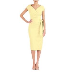 The Pretty Dress Company HOURGLASS PENCIL DRESS Yellow Women UK8‎ 50s US4